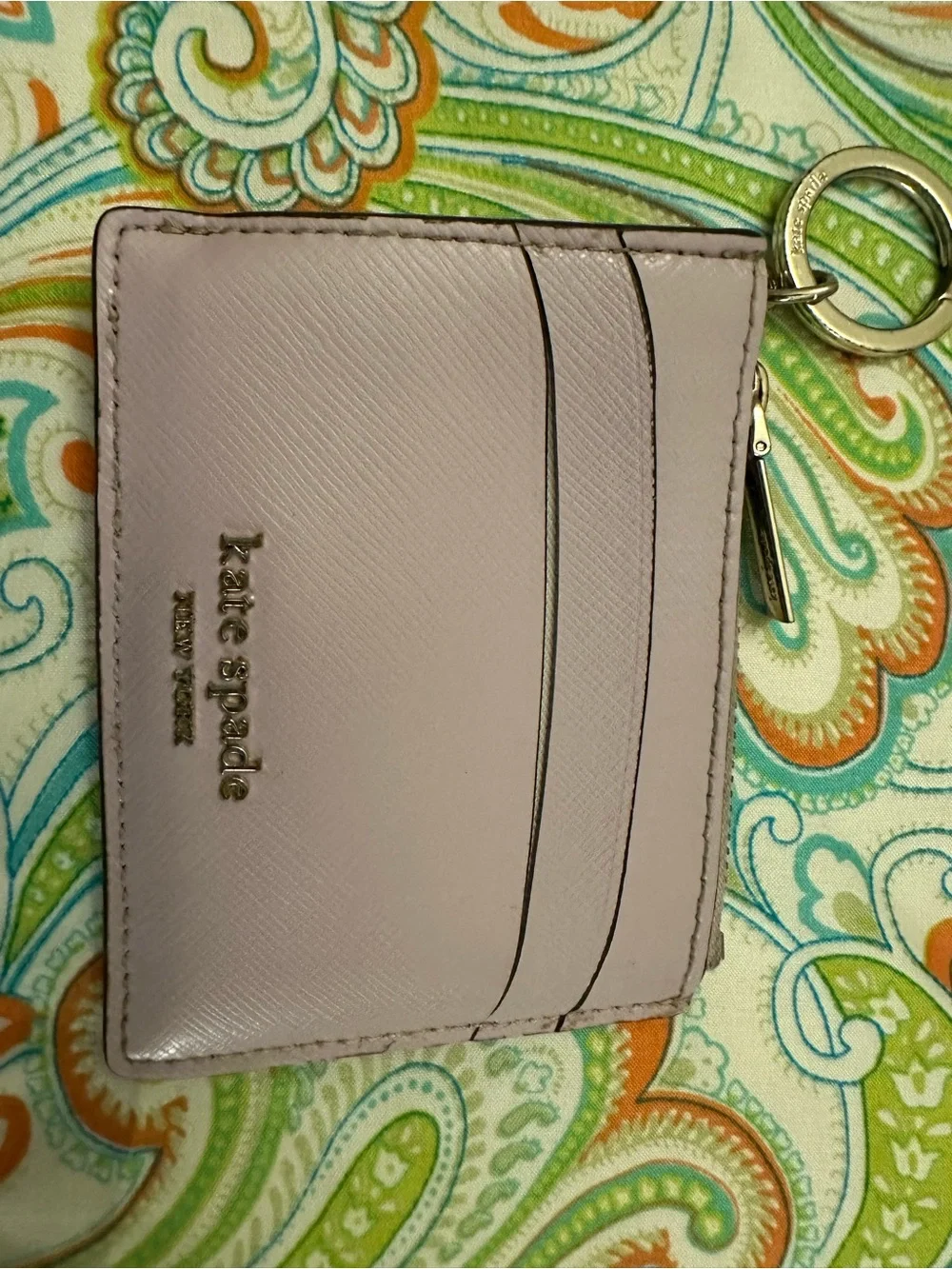 kate spade Pale Pink Saffiano Leather Card Wallet